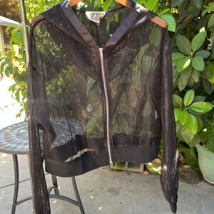 Bsbw mesh crop zip up hoodie